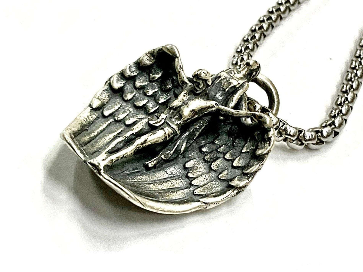 Gothic Sterling Silver Angle Wing Necklace