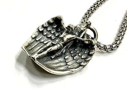 Gothic Sterling Silver Angle Wing Necklace