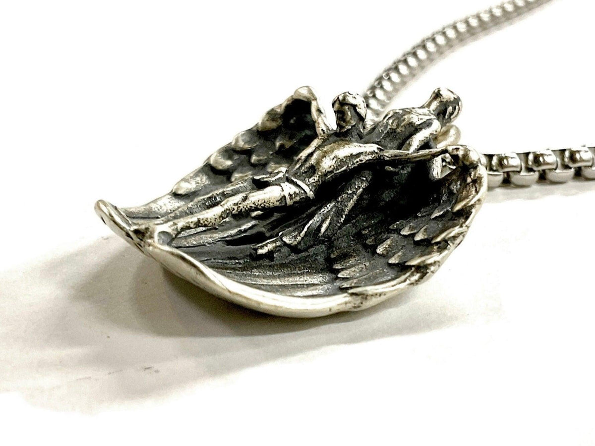 Gothic Sterling Silver Angle Wing Necklace