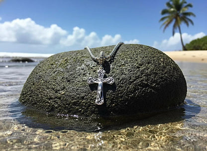 Small Sterling Silver Celtic Vine Cross Necklace