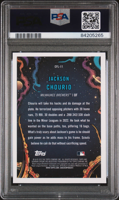 Graded 2023 Topps Bowman Chrome Jackson Chourio #CFL11 It Came For The League Rookie RC Baseball Card PSA 10 Gem Mint