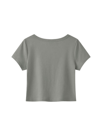 Loki & Ivy Women's Solid Color Slim Crop T-Shirt