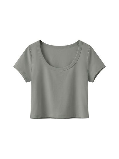 Loki & Ivy Women's Solid Color Slim Crop T-Shirt