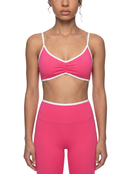 Loki & Ivy Color Block Ruched V-Neck Sports Bra