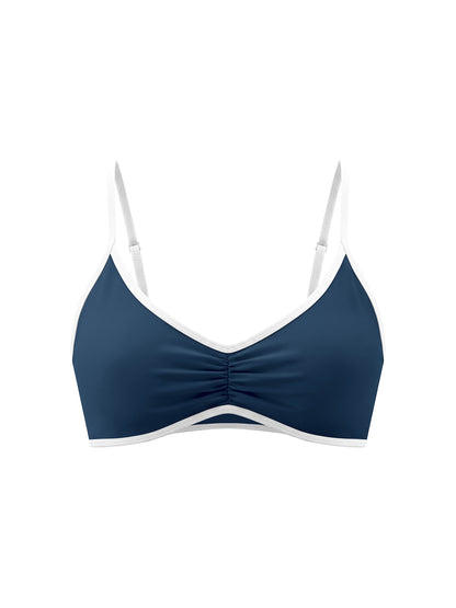 Loki & Ivy Color Block Ruched V-Neck Sports Bra
