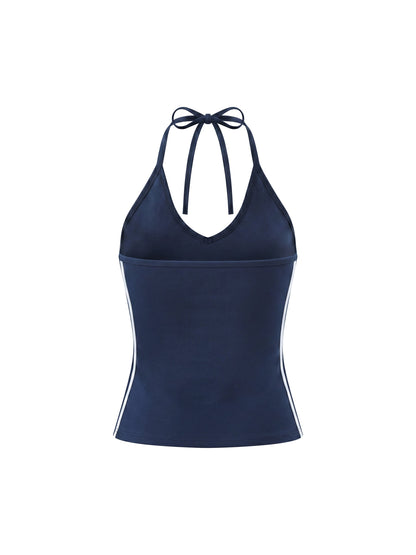Loki & Ivy Women's Color Block Halter Crop Tank Top