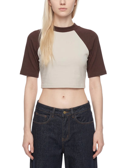 Loki & Ivy Women’s Color Block Raglan Crop T-Shirt