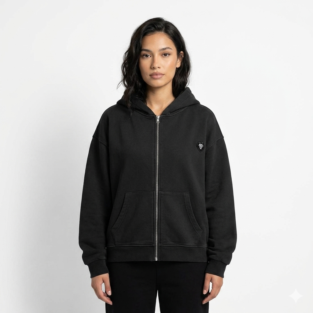 Loki & Ivy Unisex Vintage Wash Full Zip Boxy Hoodie