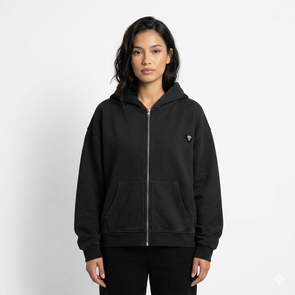 Loki & Ivy Unisex Vintage Wash Full Zip Boxy Hoodie