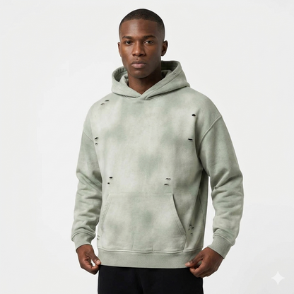 Loki & Ivy Unisex Sunfade Frayed Fleece Hoodie