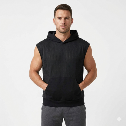 Loki & Ivy Unisex Panel Mesh Sleeveless Hoodie