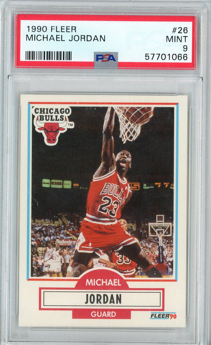 Graded 1990 Fleer Michael Jordan #26 Basketball Card PSA 9 Mint