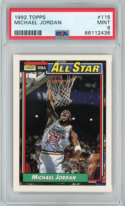 Graded 1992 Topps Michael Jordan #115 Basketball Card PSA 9 Mint