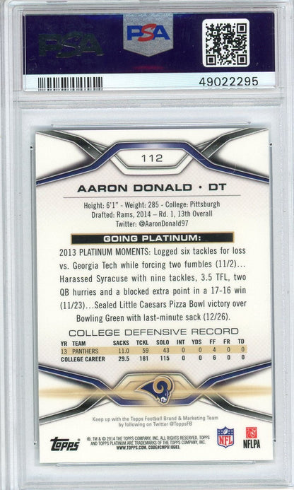 Graded 2014 Topps Platinum Aaron Donald #112 Rookie RC Football Card PSA 10 Gem Mint