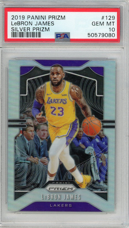 Graded 2019 Panini Prizm LeBron James #129 Silver Prizm Basketball Card PSA 10 Gem Mint
