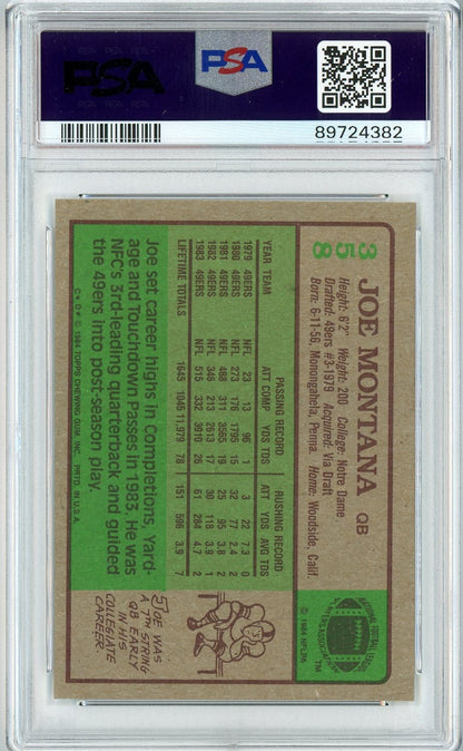 Graded 1984 Topps Joe Montana #358 Football Card PSA 9 Mint