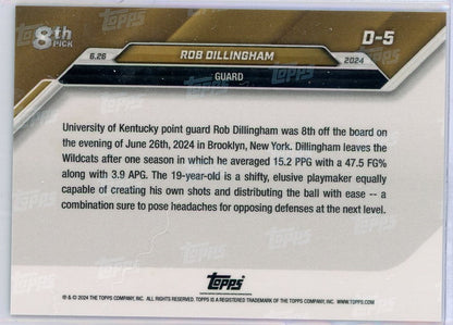 2024 Topps Now Rob Dillingham #D5 Red #/10 Rookie RC Basketball Card