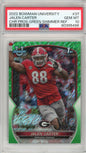 Graded 2022 Bowman University Jalen Carter #37 Chrome Green Shimmer Rookie RC Football Card PSA 10