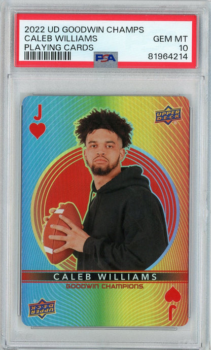 Graded 2022 UD Goodwin Champs Caleb Williams Playing Cards Rookie RC Football Card PSA 10 Gem Mint