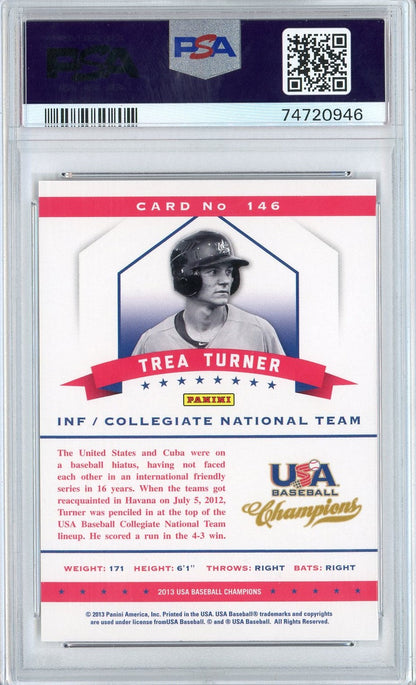 Graded 2013 Panini USA BB Champs Trea Turner #146 Mirror Red Rookie RC Baseball Card PSA 10 Gem Mint
