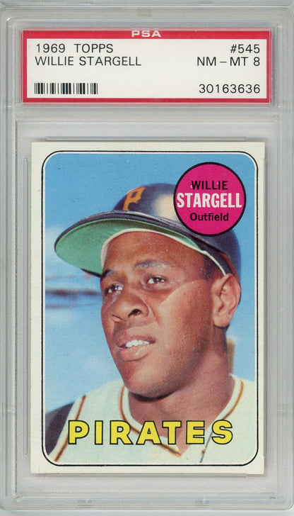 Graded 1969 Topps Willie Stargell #545 Baseball Card PSA 8 NM-MT