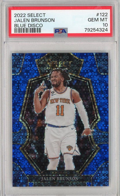 Graded 2022 Panini Select Jalen Brunson #122 Blue Disco Basketball Card PSA 10 Gem Mint