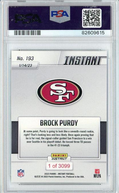 Graded 2022 Panini Instant Brock Purdy #193 Rookie RC Football Card PSA 10 Gem Mint