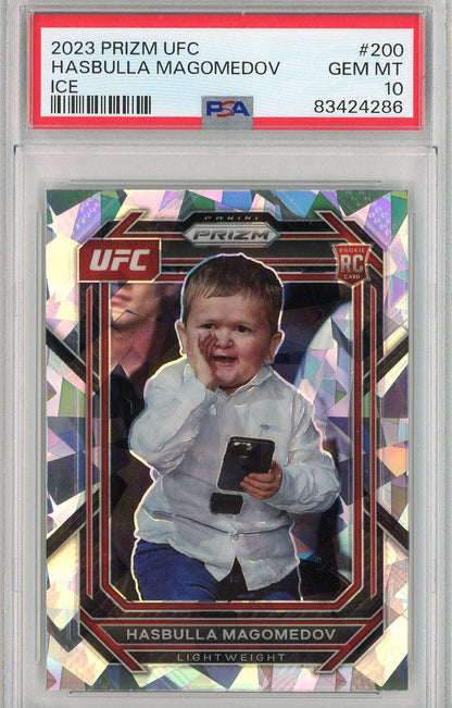 Graded 2023 Prizm UFC Hasbulla Magomedov #200 ICE Rookie RC UFC MMA Card PSA 10 Gem Mint