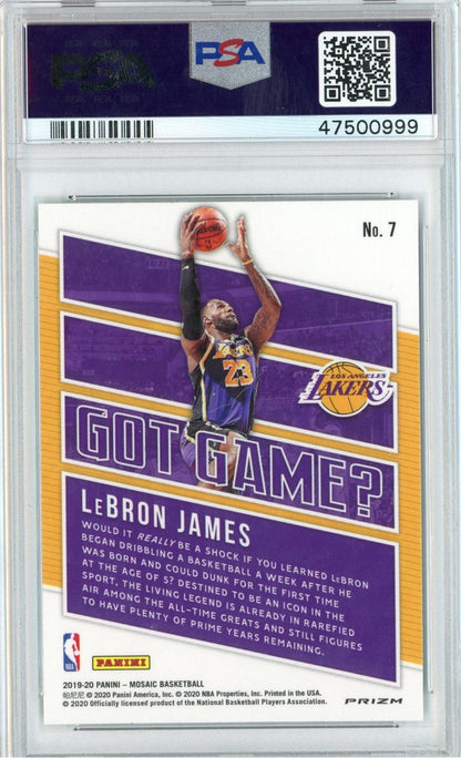 Graded 2019 Panini Mosaic LeBron James #7 Got Game? Green Mosaic Basketball Card PSA 10 Gem Mint