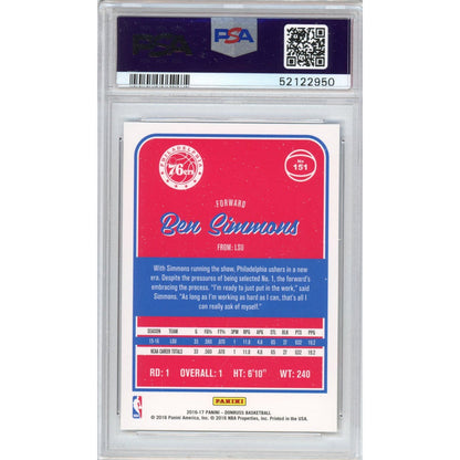 Graded 2016-17 Panini Donruss Ben Simmons #151 Rookie RC Basketball Card PSA 10 Gem Mint