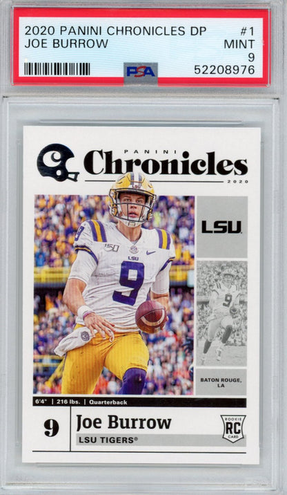 Graded 2020 Panini Chronicles Draft Picks Joe Burrow #1 Rookie RC Football Card PSA 9 Mint