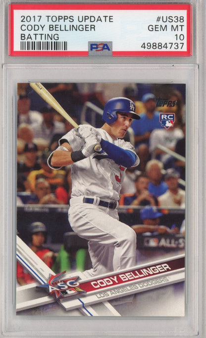 Graded 2017 Topps Update Cody Bellinger #US38 Batting Rookie RC Baseball Card PSA 10 Gem Mint