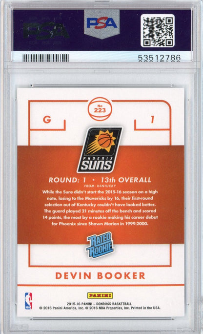 Graded 2015-16 Panini Donruss Devin Booker #223 Rated Rookie RC Basketball Card PSA 10 Gem Mint