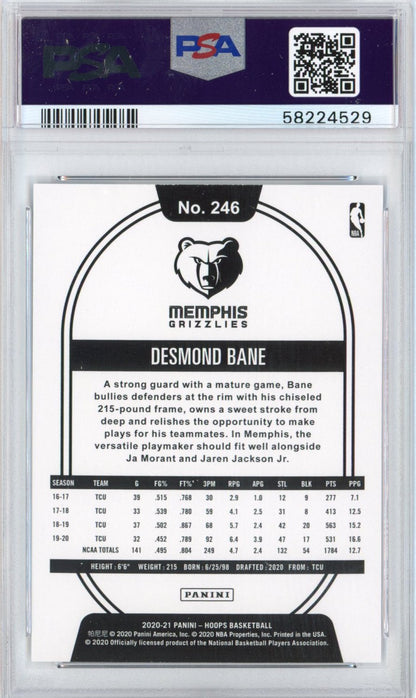 Graded 2020-21 Panini Hoops Desmond Bane #246 Rookie RC Basketball Card PSA 10 Gem Mint