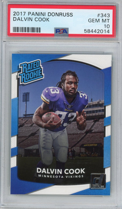 Graded 2017 Panini Donruss Dalvin Cook #343 Rookie RC Football Card PSA 10 Gem Mint
