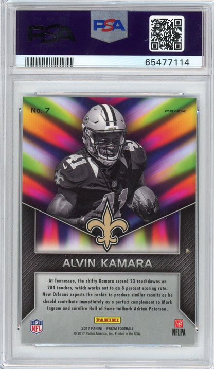 Graded 2017 Panini Prizm Alvin Kamara #7 Instant Impact Rookie RC Football Card PSA 10 Gem Mint