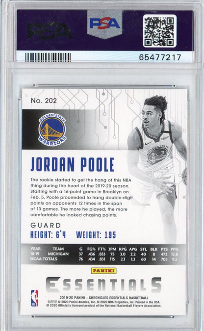 Graded 2019-20 Panini Chronicles Jordan Poole #202 Rookie RC Basketball Card PSA 10 Gem Mint