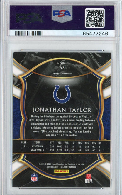 Graded 2020 Panini Select Jonathan Taylor #53 Rookie RC Football Card PSA 10 Gem Mint