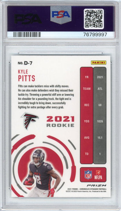 Graded 2021 Panini Chronicles Kyle Pitts #D7 Dynagon Silver Prizm Rookie RC Football Card PSA 10 Gem Mint