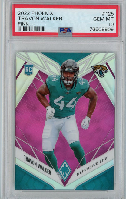 Graded 2022 Panini Phoenix Travon Walker #125 Pink Rookie RC Football Card PSA 10 Gem Mint