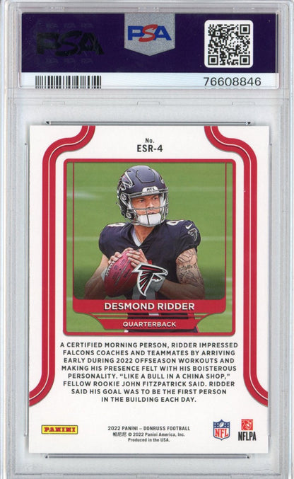 Graded 2022 Panini Donruss Desmond Ridder #ESR4 Elite Series Rookie RC Football Card PSA 10 Gem Mint