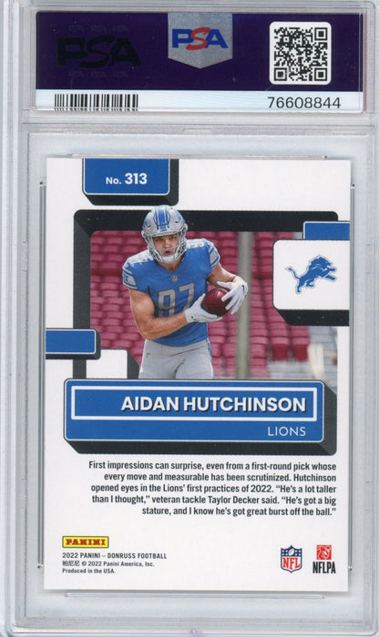 Graded 2022 Panini Donruss Aidan Hutchinson #313 Rookie RC Football Card PSA 10