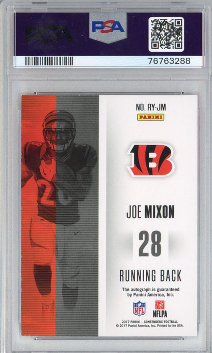 Graded 2017 Panini Contenders Joe Mixon #RY-JM ROY Rookie RC Football Card PSA 8 Auto 10