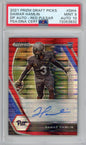 Graded 2021 Panini Prizm Draft Picks Damar Hamlin #DHA Red Pulsar Autographed #15/15 Rookie RC Football Card PSA/DNA 9 Mint Auto Grade 10