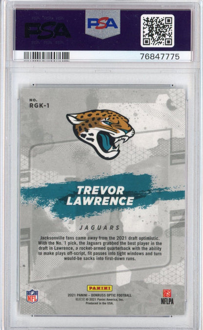 Graded 2021 Panini Donruss Optic Trevor Lawrence #RGK1 Gridiron Kings Rookie RC Football Card PSA 10 Gem Mint