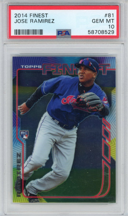 Graded 2014 Topps Finest Jose Ramirez #81 Rookie RC Baseball Card PSA 10 Gem Mint