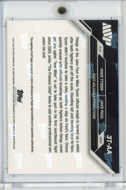 2024 Topps Now Mike Tyson/Jake Paul #3 Auto #/25 Slap At Weigh In Boxing Card