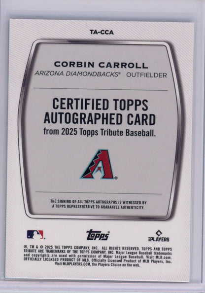 2025 Topps Tribute Corbin Carroll #TACCA Green Auto /99 Baseball Card