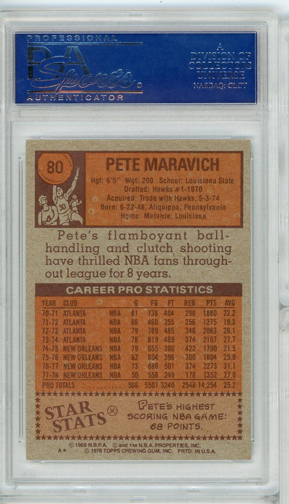 Graded 1978 Topps Pistol Pete Maravich #80 Basketball Card PSA 8 NM-MT