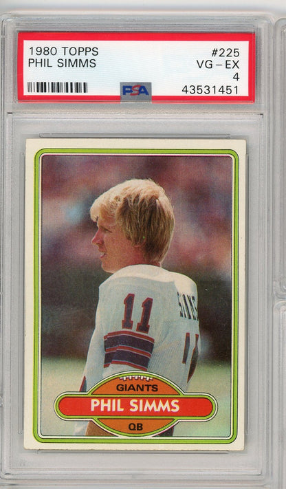 Graded 1980 Topps Phil Simms #225 Rookie RC Football Card PSA 4 VG-EX